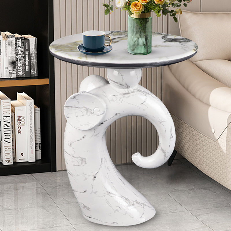 Modern Art Deco Elephant Round Resin Hypercrystalline Rock Coffee Table For Living Room