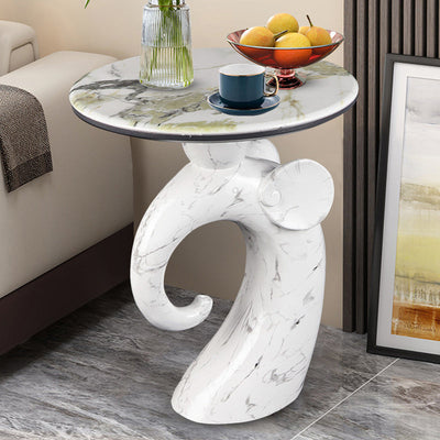 Modern Art Deco Elephant Round Resin Hypercrystalline Rock Coffee Table For Living Room