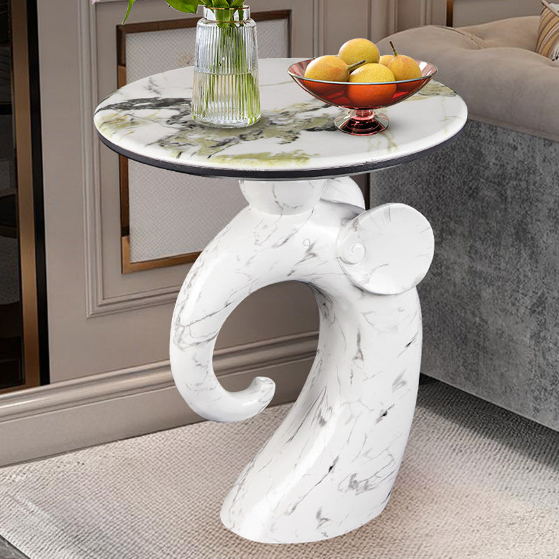 Modern Art Deco Elephant Round Resin Hypercrystalline Rock Coffee Table For Living Room