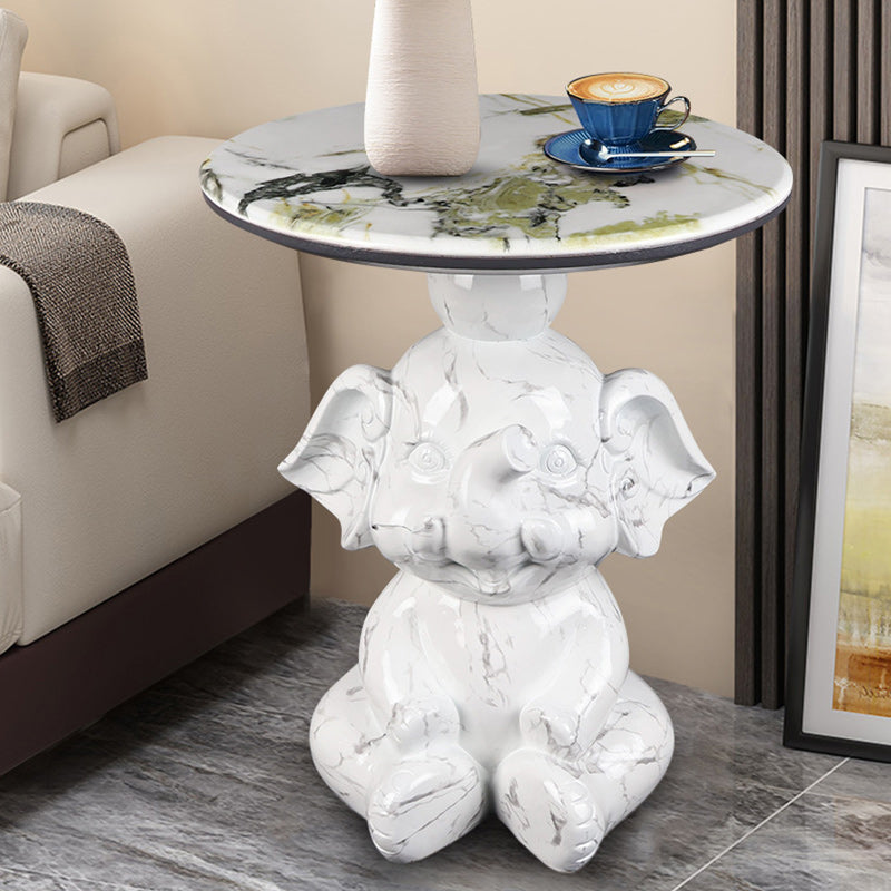 Modern Art Deco Elephant Round Resin Hypercrystalline Rock Coffee Table For Living Room