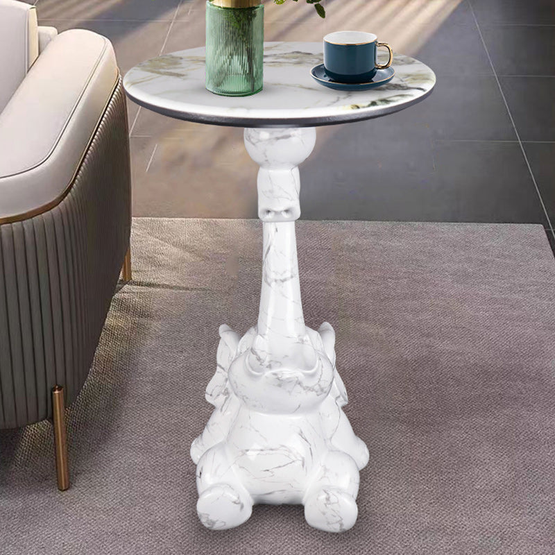 Modern Art Deco Elephant Round Resin Hypercrystalline Rock Coffee Table For Living Room