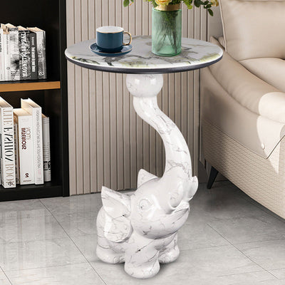 Modern Art Deco Elephant Round Resin Hypercrystalline Rock Coffee Table For Living Room