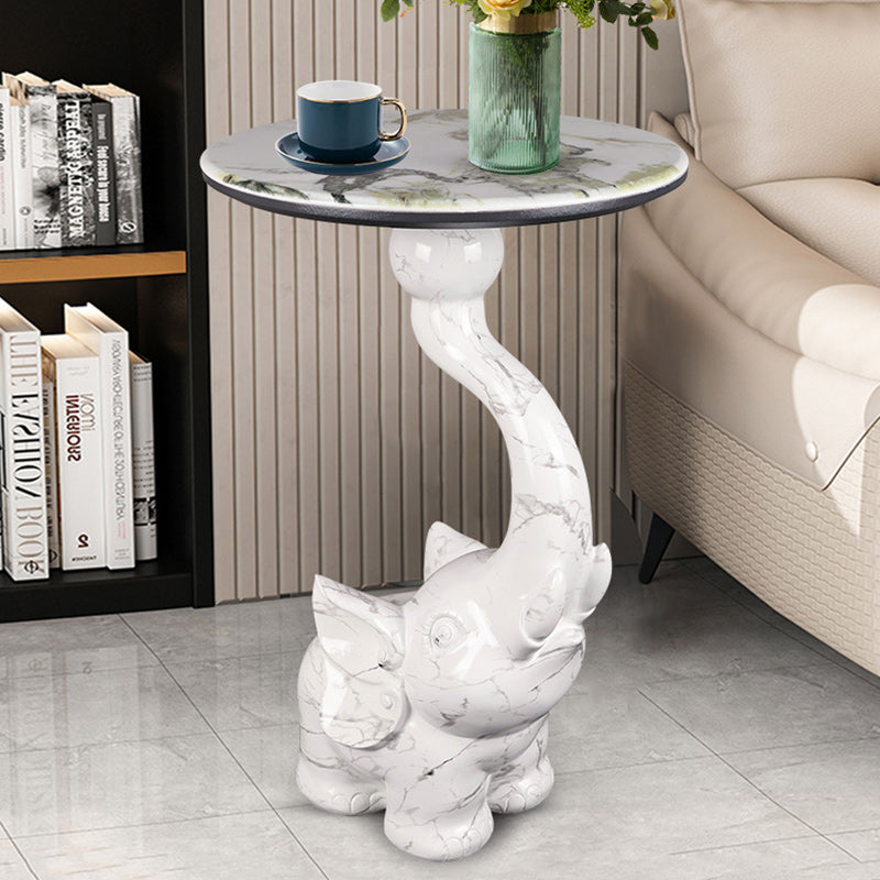 Modern Art Deco Elephant Round Resin Hypercrystalline Rock Coffee Table For Living Room