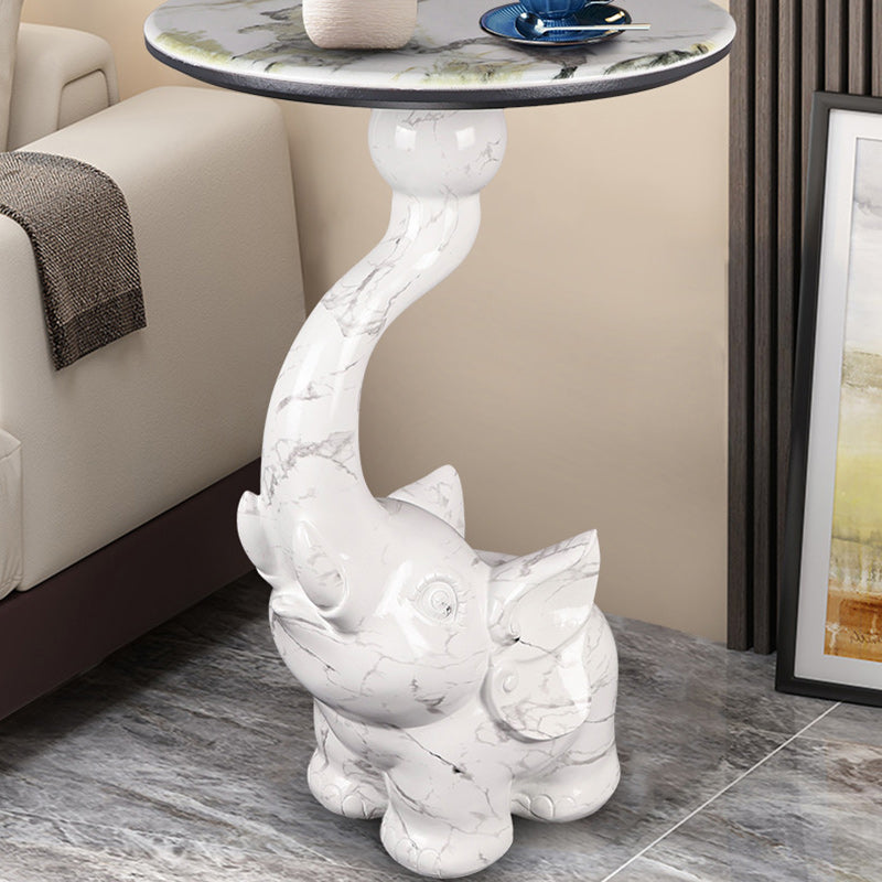 Modern Art Deco Elephant Round Resin Hypercrystalline Rock Coffee Table For Living Room