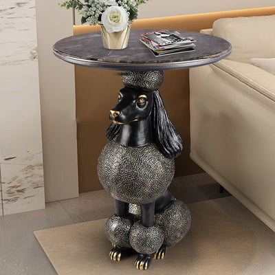 Contemporary Creative Bulldog Puppy Resin Hyper Crystalline Rock End Table For Living Room