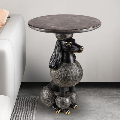 Contemporary Creative Bulldog Puppy Resin Hyper Crystalline Rock End Table For Living Room