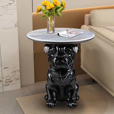 Contemporary Creative Bulldog Puppy Resin Hyper Crystalline Rock End Table For Living Room