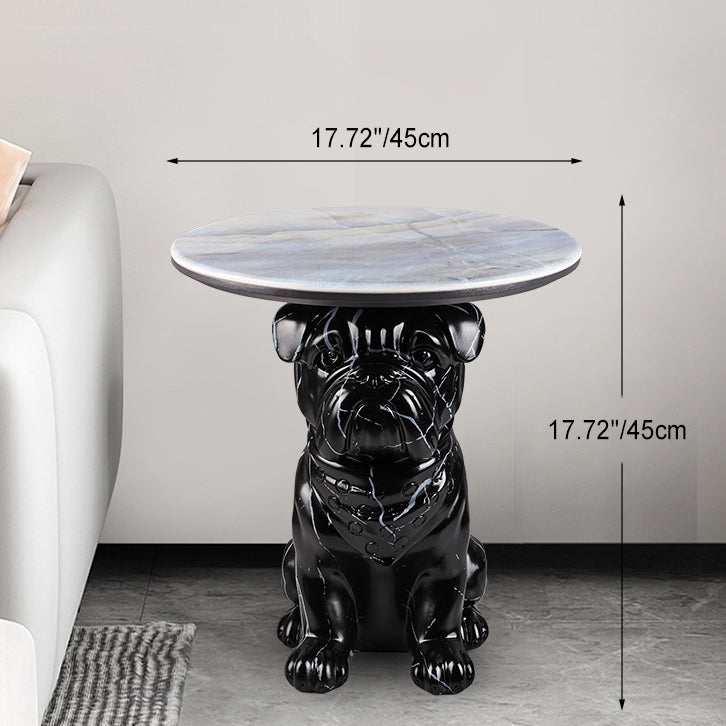 Contemporary Creative Bulldog Puppy Resin Hyper Crystalline Rock End Table For Living Room