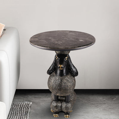 Contemporary Creative Bulldog Puppy Resin Hyper Crystalline Rock End Table For Living Room