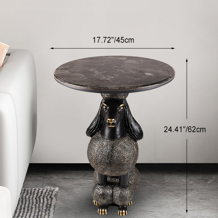 Contemporary Creative Bulldog Puppy Resin Hyper Crystalline Rock End Table For Living Room