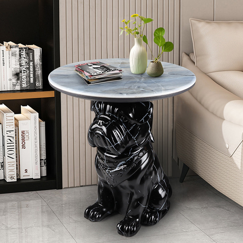 Contemporary Creative Bulldog Puppy Resin Hyper Crystalline Rock End Table For Living Room