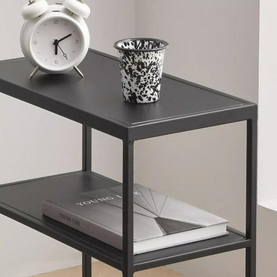 Modern Minimalist Rectangular Iron Stainless Steel End Table 2-Tier For Living Room