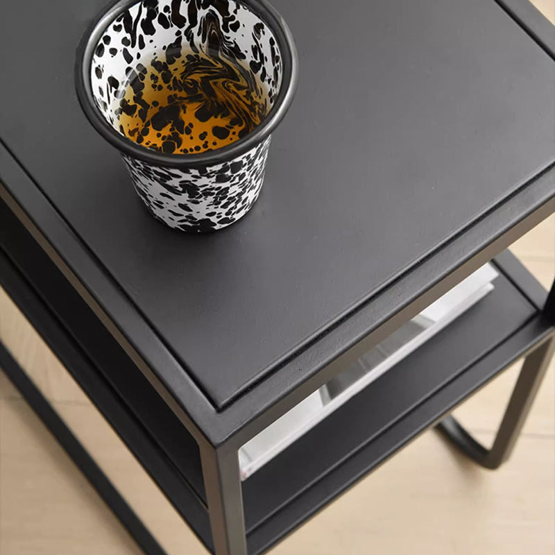 Modern Minimalist Rectangular Iron Stainless Steel End Table 2-Tier For Living Room