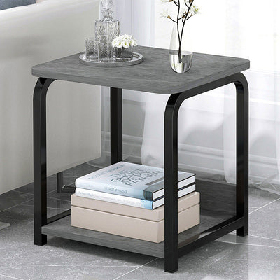 Modern Minimalist Rectangular Square Steel Density Plate End Table 2/3 Tier For Living Room