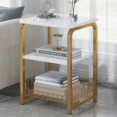 Modern Minimalist Rectangular Square Steel Density Plate End Table 2/3 Tier For Living Room