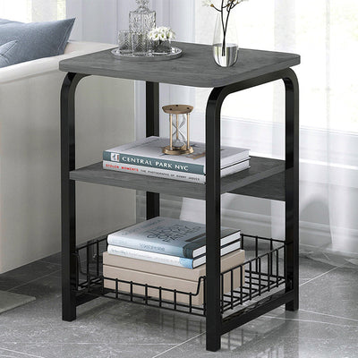 Modern Minimalist Rectangular Square Steel Density Plate End Table 2/3 Tier For Living Room