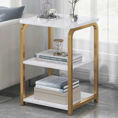 Modern Minimalist Rectangular Square Steel Density Plate End Table 2/3 Tier For Living Room