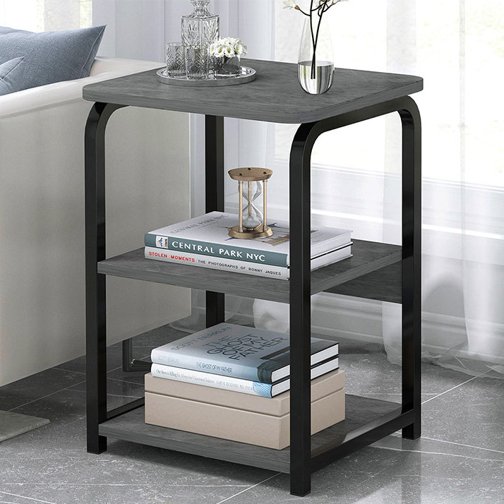 Modern Minimalist Rectangular Square Steel Density Plate End Table 2/3 Tier For Living Room