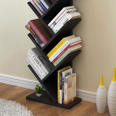 Contemporary Creative Tree Rectangle Wood Bookshelves 5/9 Tier For Home Office