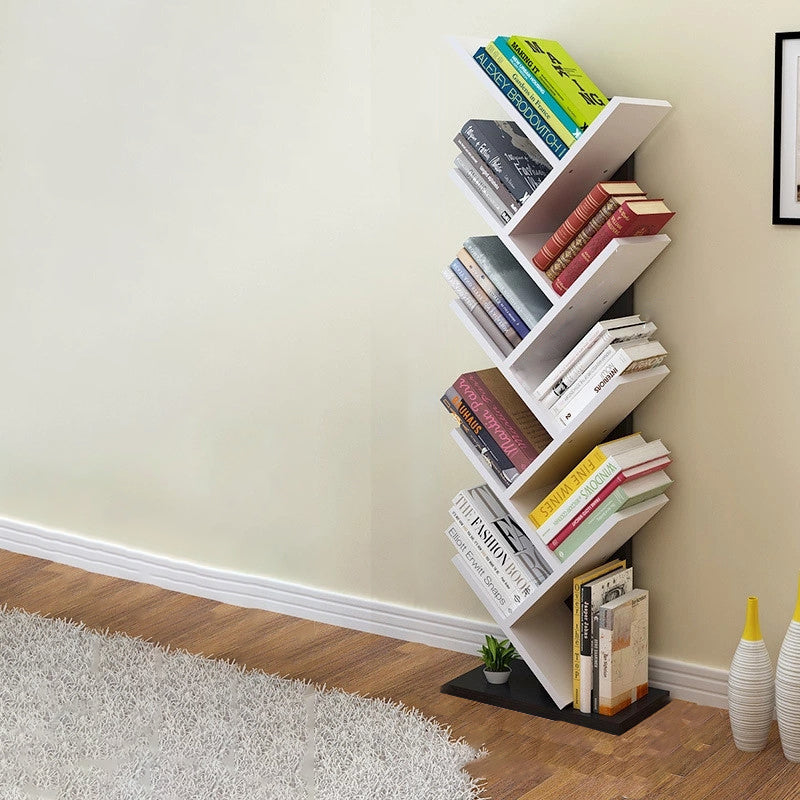 Contemporary Creative Tree Rectangle Wood Bookshelves 5/9 Tier For Home Office