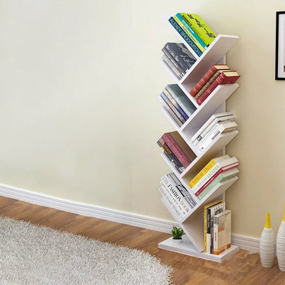 Contemporary Creative Tree Rectangle Wood Bookshelves 5/9 Tier For Home Office