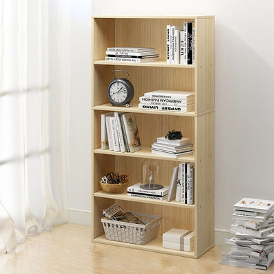 Modern Minimalist Rectangular Wood Bookshelves 2/3/4/5 Tier For Home Office