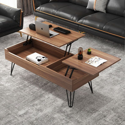 Contemporary Creative Liftable Rectangular Wood Coffee Table 2-Storage For Living Room