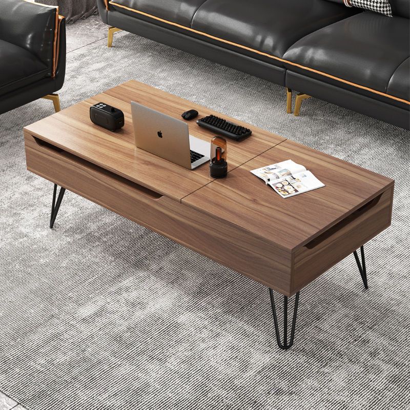 Contemporary Creative Liftable Rectangular Wood Coffee Table 2-Storage For Living Room