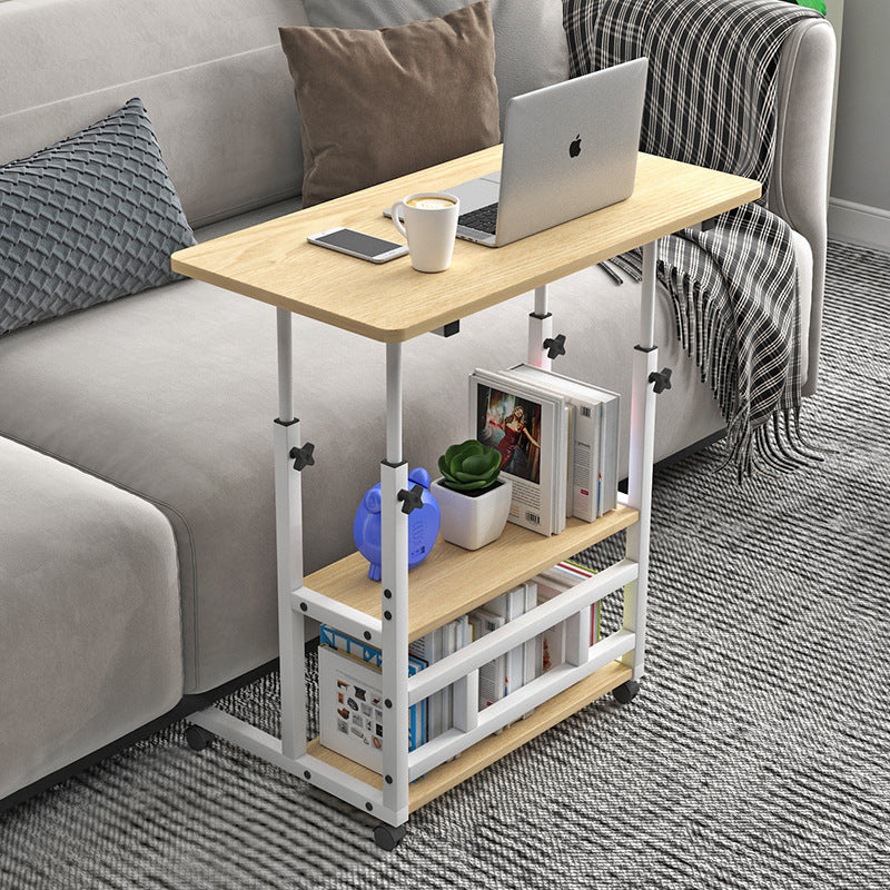 Contemporary Scandinavian Movable Liftable Rectangular Steel Density Board End Table 3-Tier For Living Room