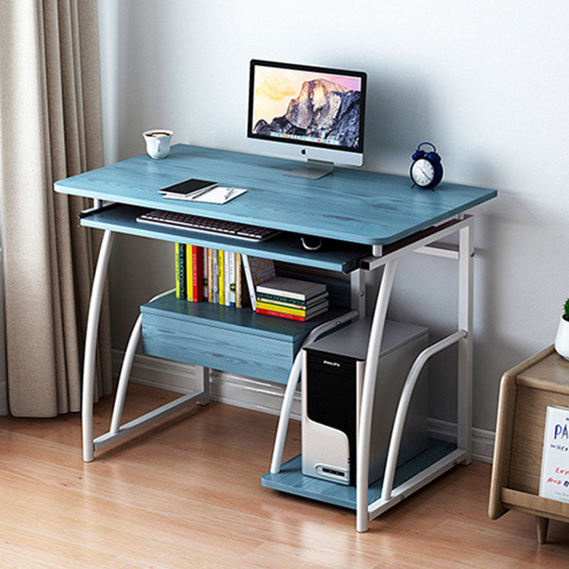 Modern Minimalist Rectangular Iron Density Board Desk 3-Tier For Home Office