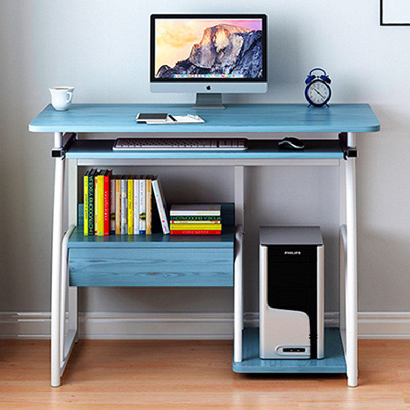 Modern Minimalist Rectangular Iron Density Board Desk 3-Tier For Home Office