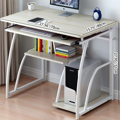 Modern Minimalist Rectangular Iron Density Board Desk 3-Tier For Home Office