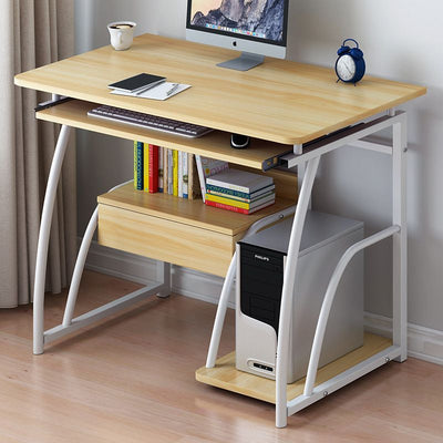 Modern Minimalist Rectangular Iron Density Board Desk 3-Tier For Home Office