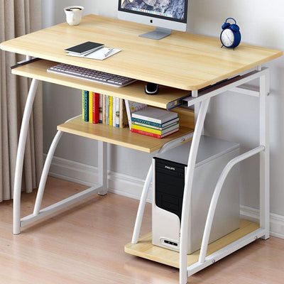 Modern Minimalist Rectangular Iron Density Board Desk 3-Tier For Home Office