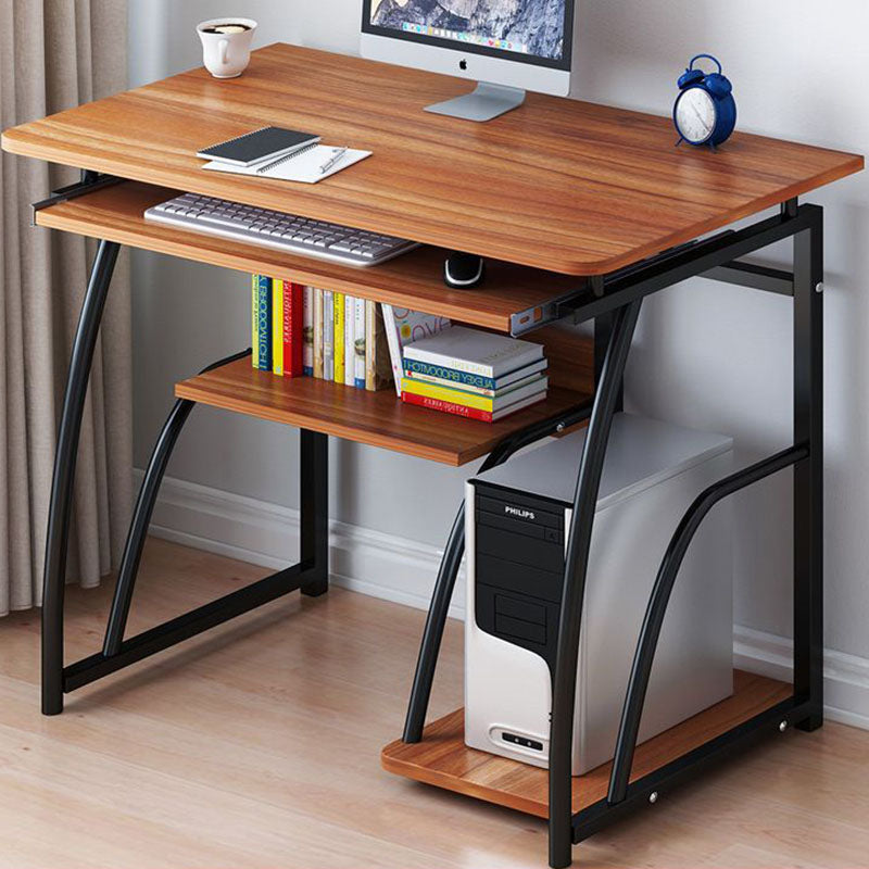 Modern Minimalist Rectangular Iron Density Board Desk 3-Tier For Home Office