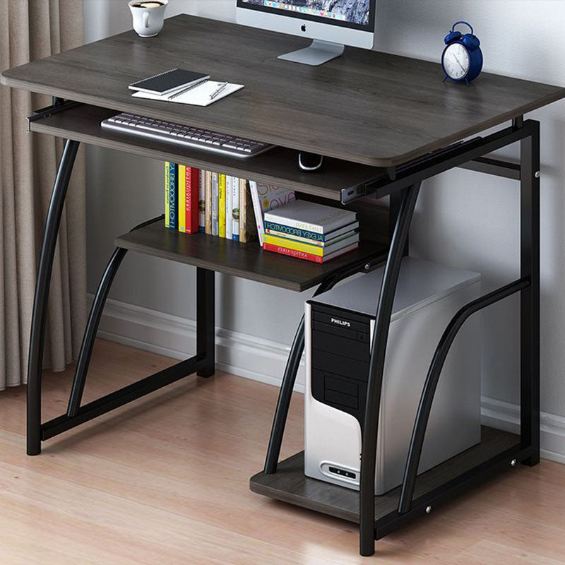 Modern Minimalist Rectangular Iron Density Board Desk 3-Tier For Home Office