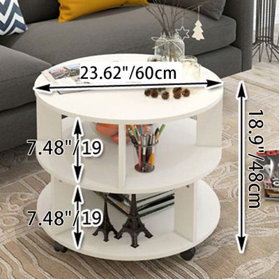 Contemporary Scandinavian Removable Round Column Density Plate Side Table 3-Tier For Living Room