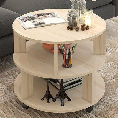 Contemporary Scandinavian Removable Round Column Density Plate Side Table 3-Tier For Living Room