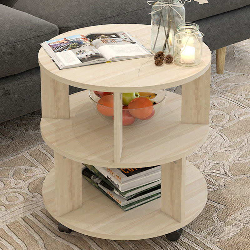 Contemporary Scandinavian Removable Round Column Density Plate Side Table 3-Tier For Living Room