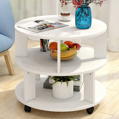 Contemporary Scandinavian Removable Round Column Density Plate Side Table 3-Tier For Living Room