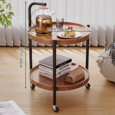 Contemporary Scandinavian Removable Round Sector Metal Density Plate End Table 2-Tier For Living Room