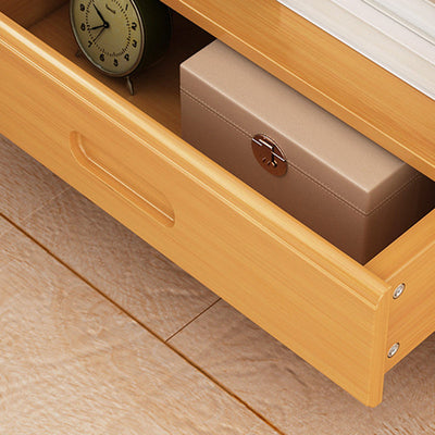 Modern Minimalist Square Bamboo Density Board Cloak Rack Nightstand 1/3 Drawer For Bedroom