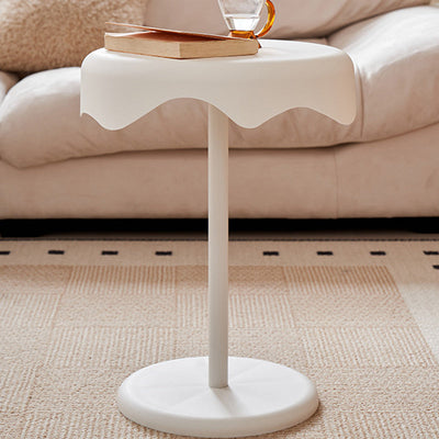 Contemporary Scandinavian Cream Round Curved Edge Plastic Iron Side Table For Living Room