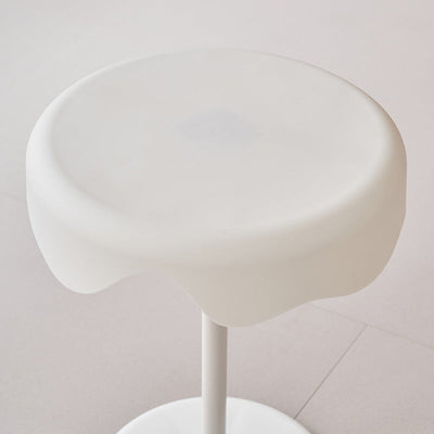 Contemporary Scandinavian Cream Round Curved Edge Plastic Iron Side Table For Living Room