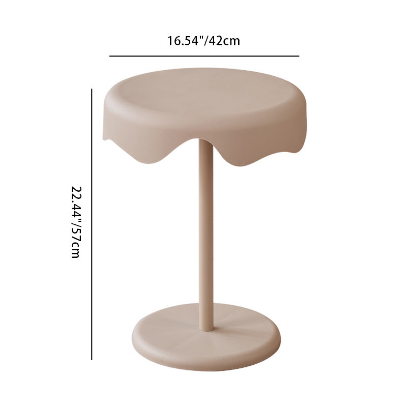 Contemporary Scandinavian Cream Round Curved Edge Plastic Iron Side Table For Living Room