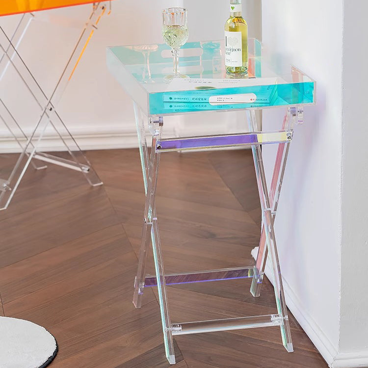 Modern Minimalist Foldable Rainbow Rectangle Acrylic Side Table For Living Room