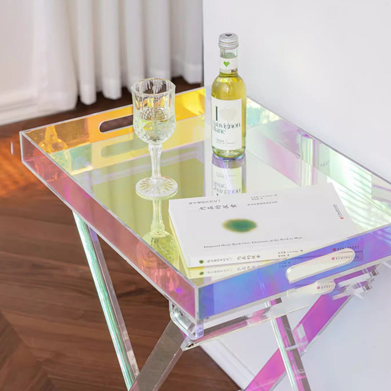 Modern Minimalist Foldable Rainbow Rectangle Acrylic Side Table For Living Room