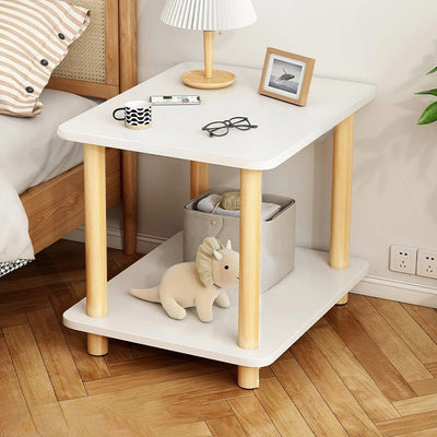 Modern Simplicity Square Rectangle Density Plate Side Table 2-Tier For Living Room