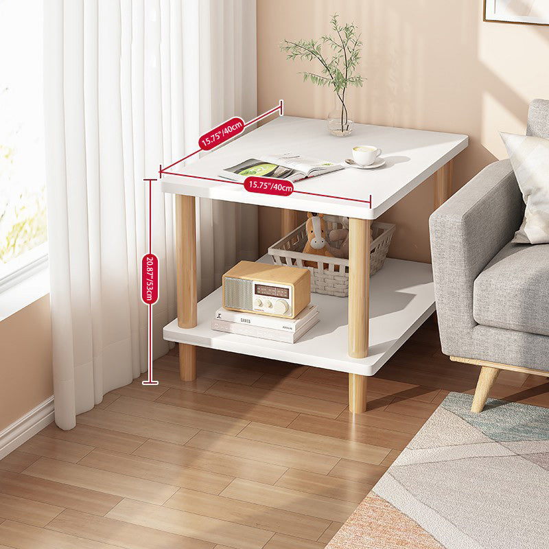 Modern Simplicity Square Rectangle Density Plate Side Table 2-Tier For Living Room