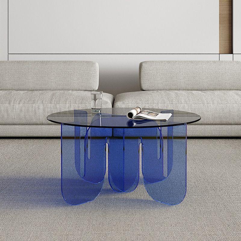 Table basse ronde en verre contemporain Nordic Wave pour salon 